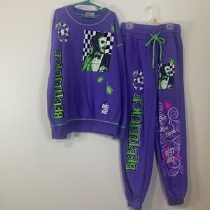 Purple Beetlejuice Graphic Sweatshirt and Joggers Set